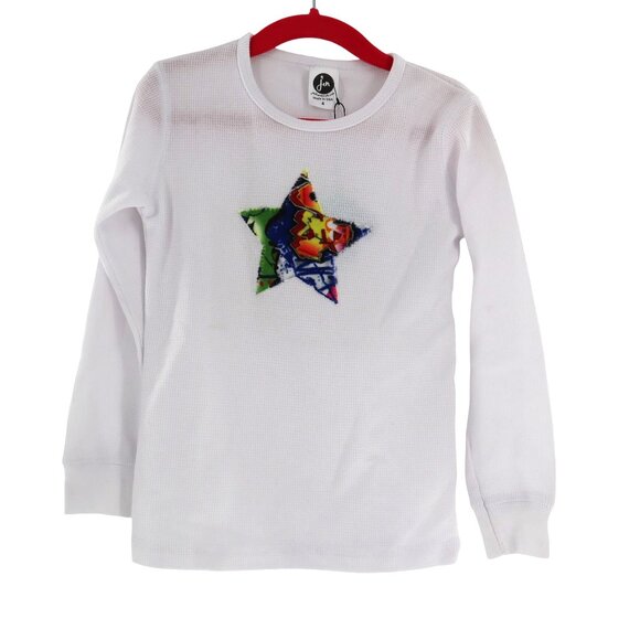 Jack & Nicole Thermal Tee Unisex 4 White Cute Casual Playful Playdate Lounge NWT - Picture 1 of 7